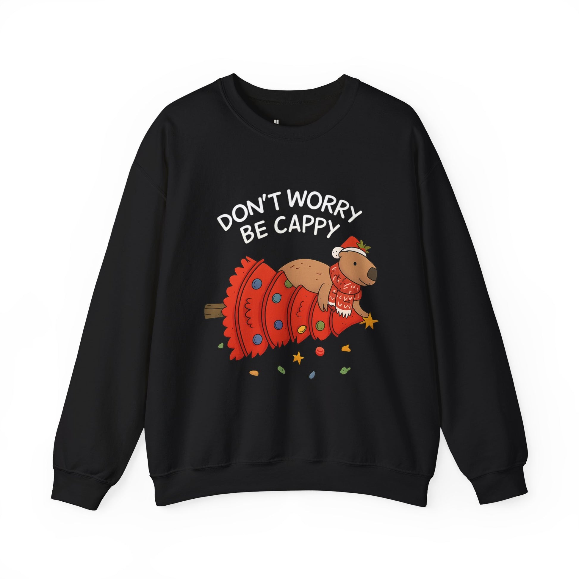 Sweatshirt — 'Don’t Worry, Be Capy' Cute Capybara Holiday Pullover
