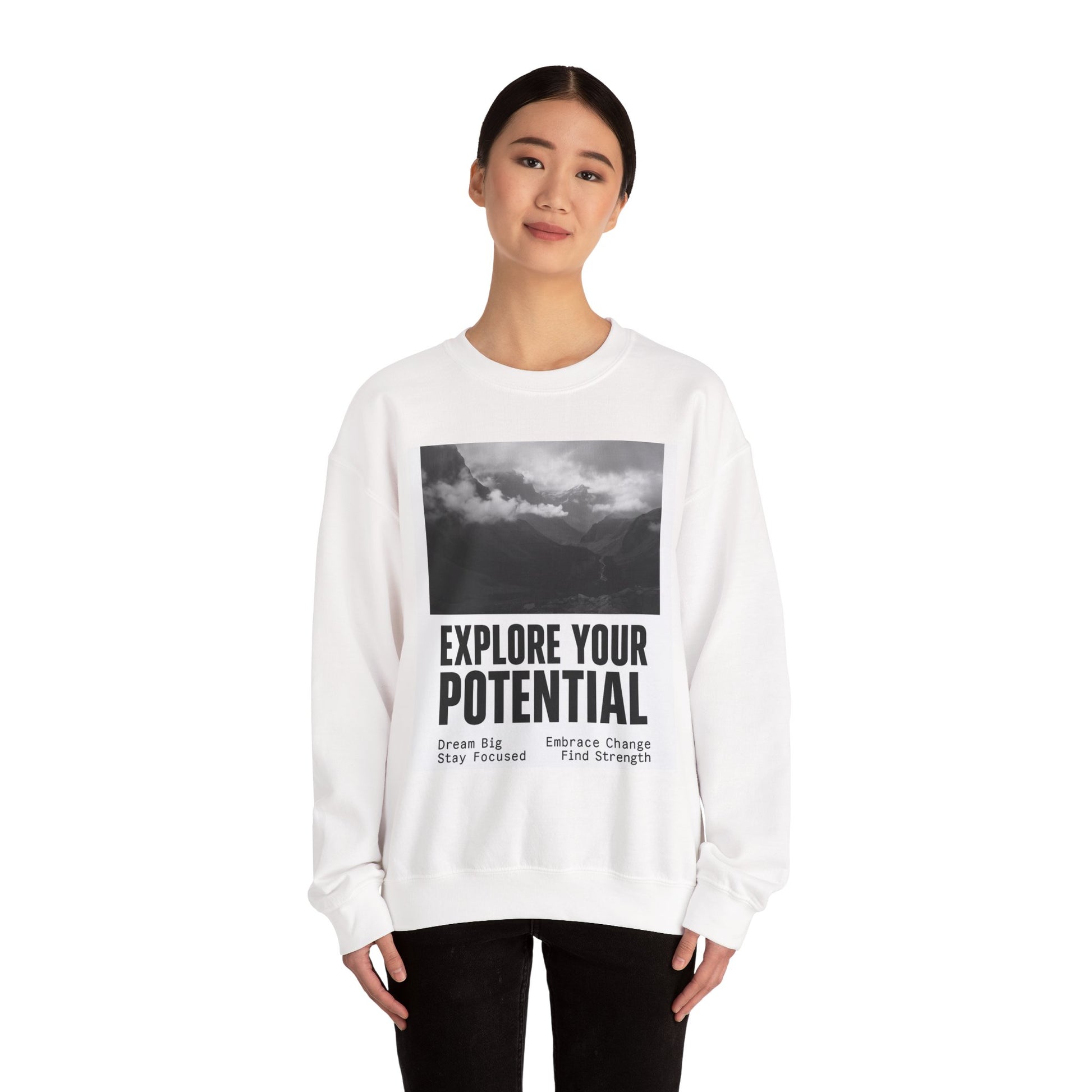Inspirational Crewneck Sweatshirt for Dreamers, Explore Your Potential, Motivational Apparel, Gift for Graduates, Cozy Unisex Sweatshirt