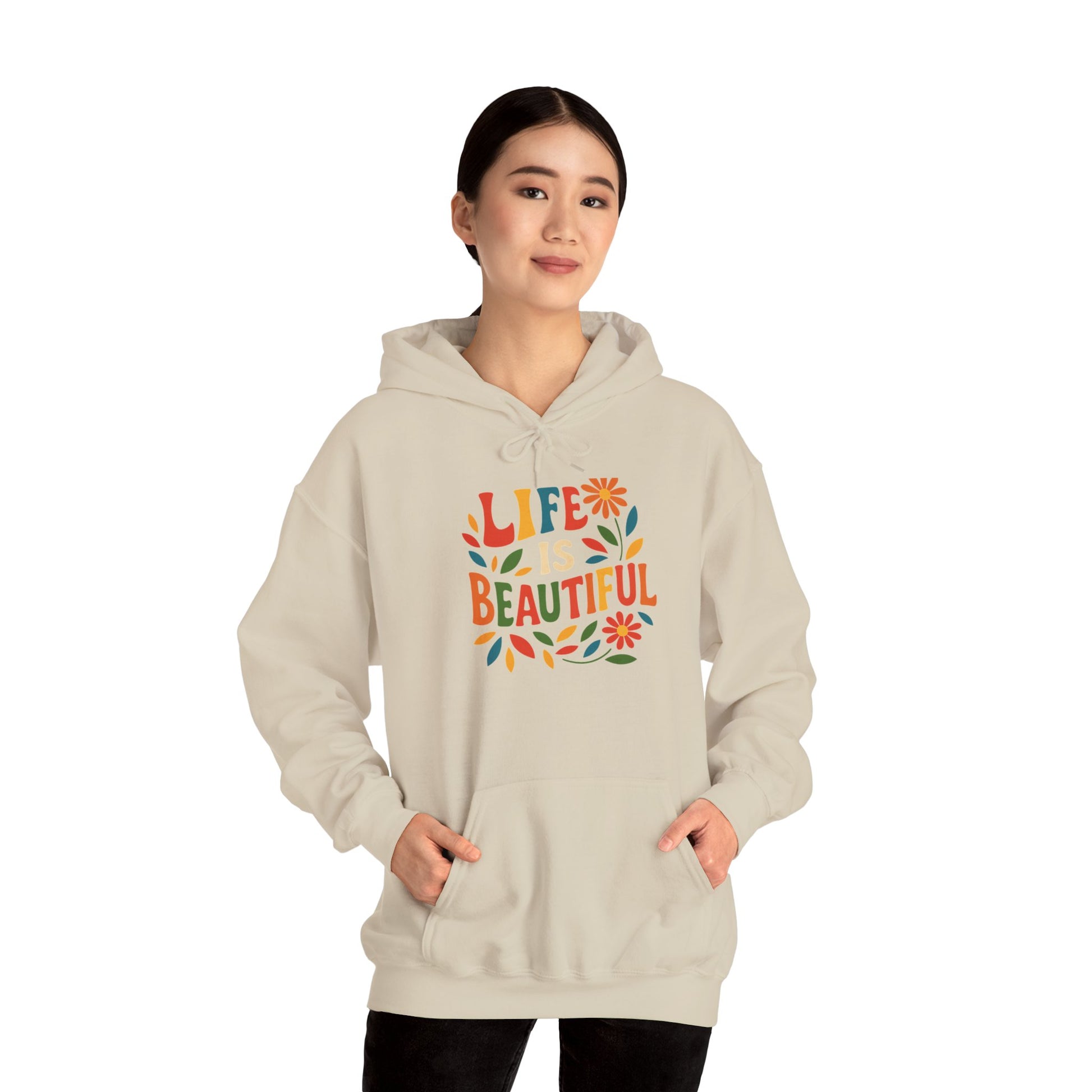 Life is Beautiful Hoodie, Cozy Sweatshirt, Inspirational Gift, Spring Style, Everyday Comfort, Unisex Fashion