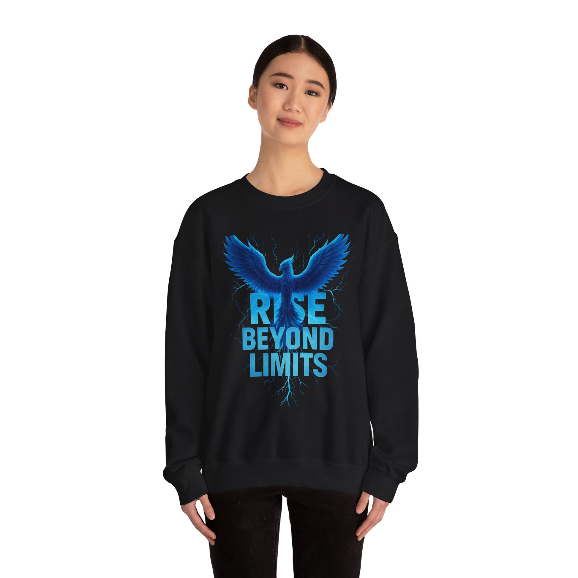 Rise Beyond Limits Crewneck Sweatshirt | Inspirational Apparel | Gift for Motivation, Casual Outfit, October Gifts, Cozy Wear