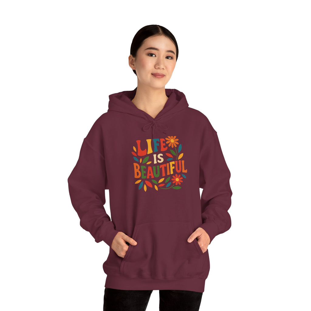 Life is Beautiful Hoodie, Cozy Sweatshirt, Inspirational Gift, Spring Style, Everyday Comfort, Unisex Fashion