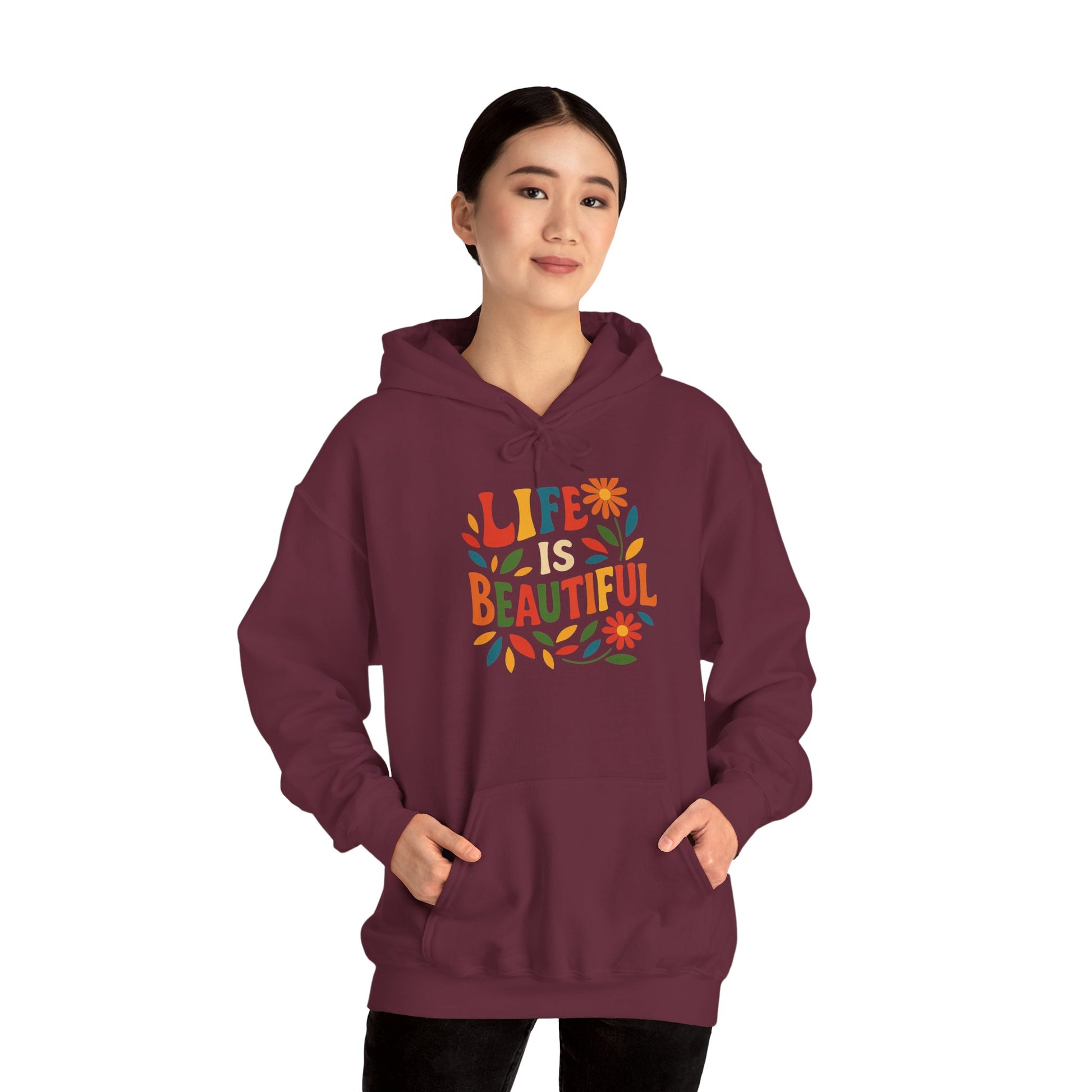 Life is Beautiful Hoodie, Cozy Sweatshirt, Inspirational Gift, Spring Style, Everyday Comfort, Unisex Fashion