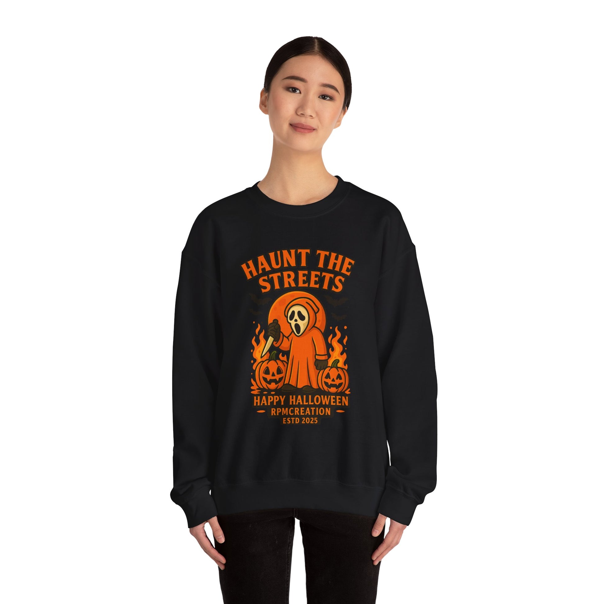 Halloween Crewneck Sweatshirt - Haunt the Streets Design