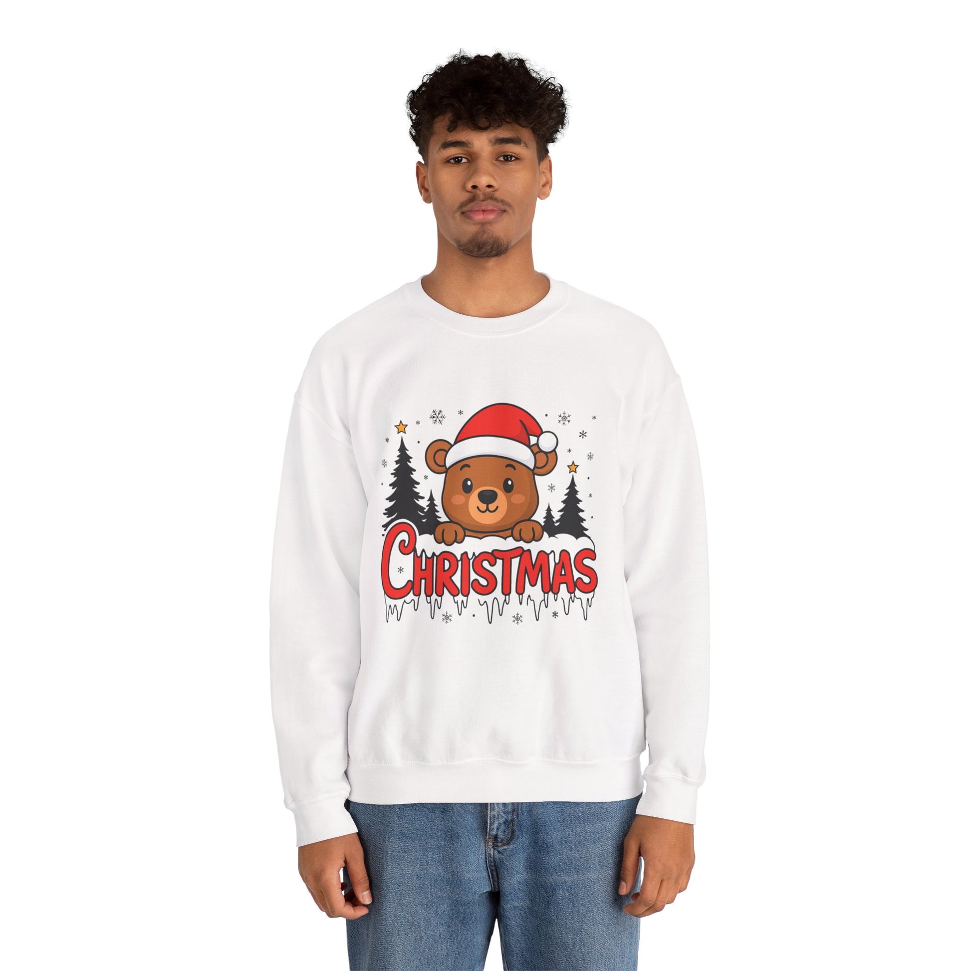 Christmas Bear Crewneck Sweatshirt – Cute Santa Bear Holiday Sweater