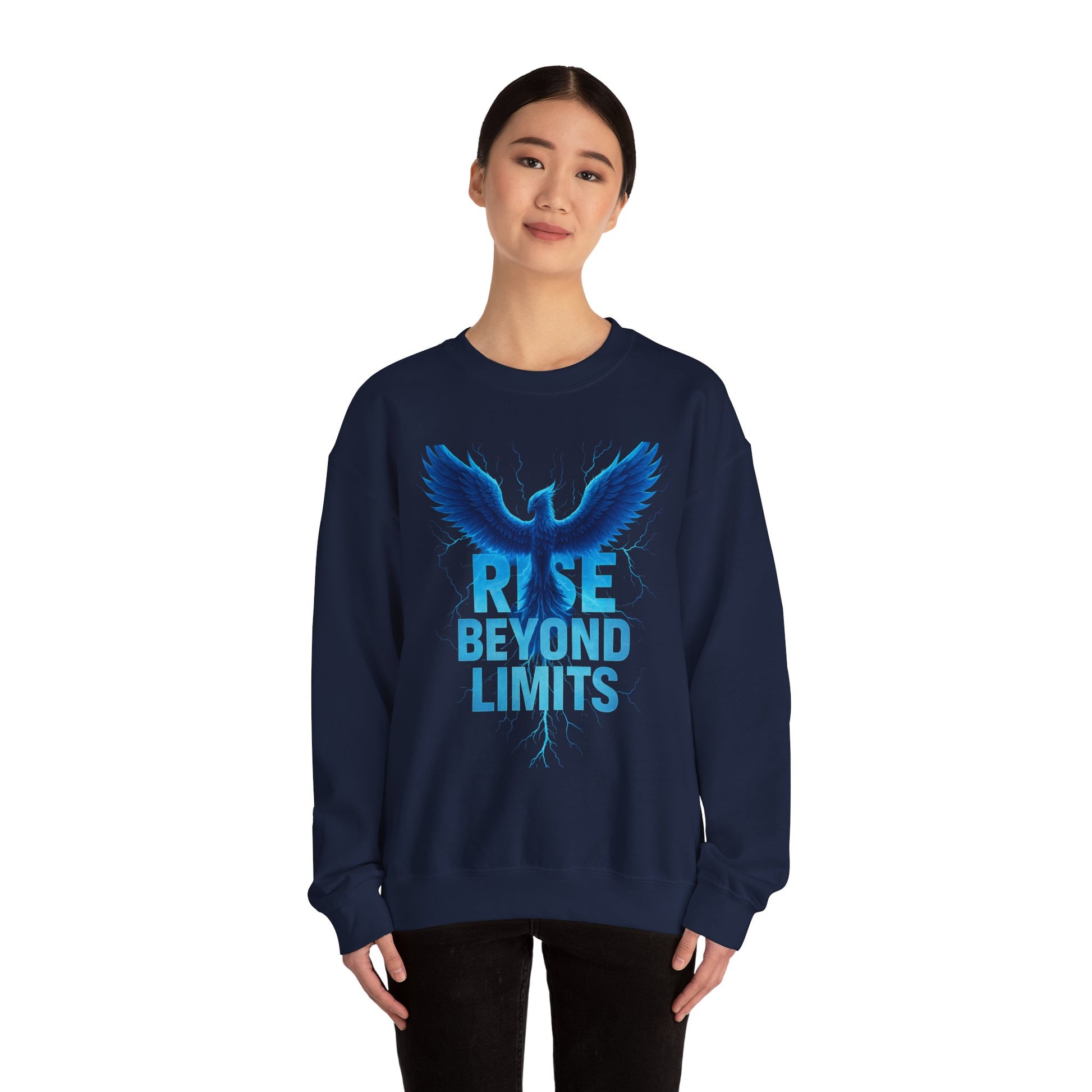 Rise Beyond Limits Crewneck Sweatshirt | Inspirational Apparel | Gift for Motivation, Casual Outfit, October Gifts, Cozy Wear