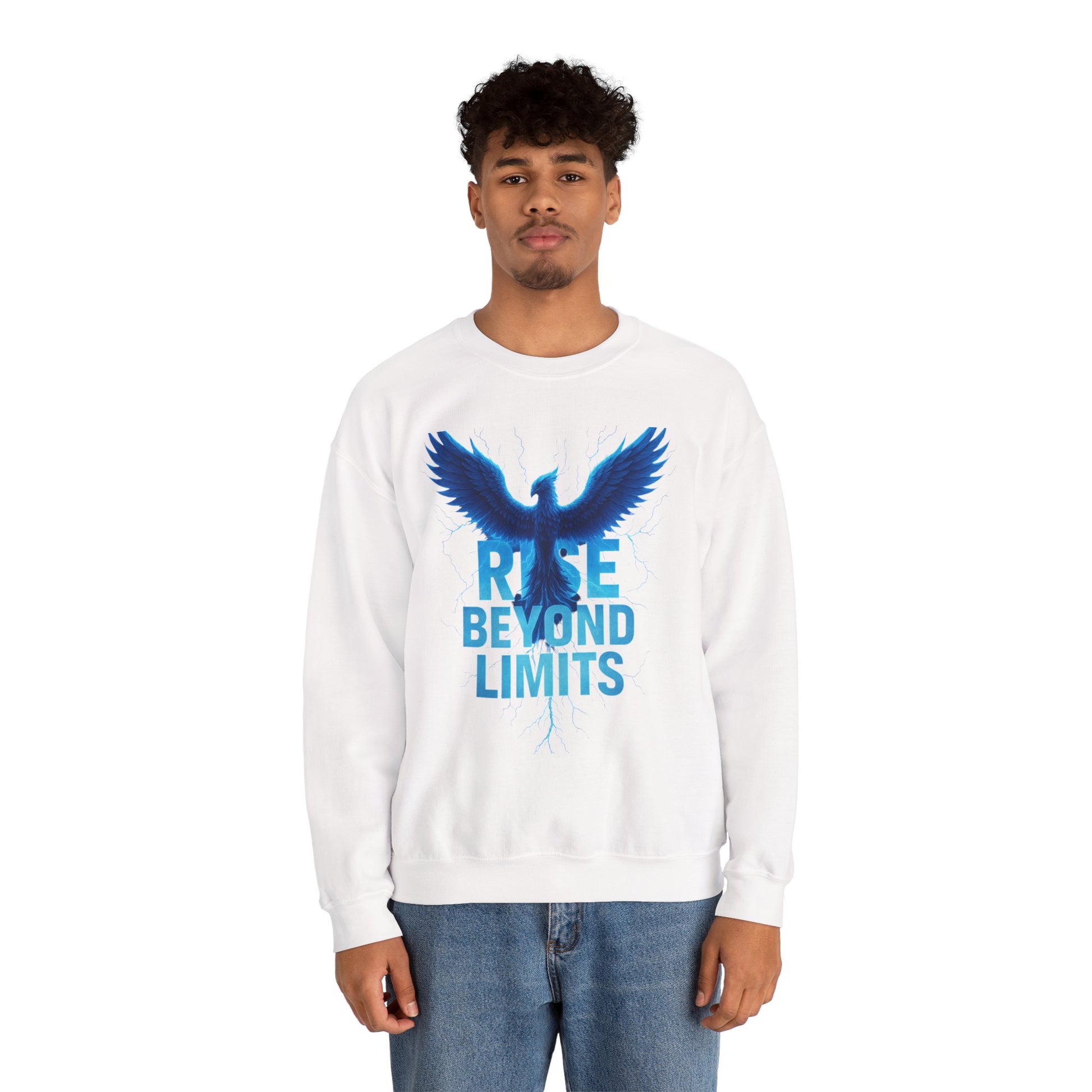 Rise Beyond Limits Crewneck Sweatshirt | Inspirational Apparel | Gift for Motivation, Casual Outfit, October Gifts, Cozy Wear