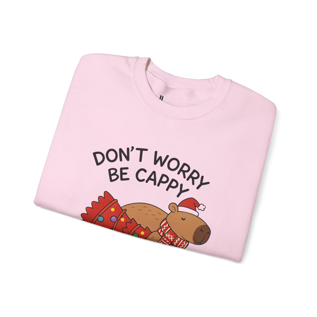 Sweatshirt — "Don't Worry Be Cappy" Holiday Capybara Crewneck