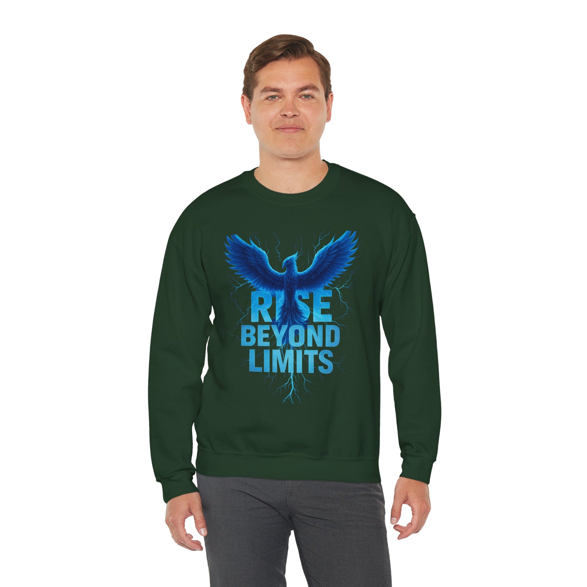 Rise Beyond Limits Crewneck Sweatshirt | Inspirational Apparel | Gift for Motivation, Casual Outfit, October Gifts, Cozy Wear