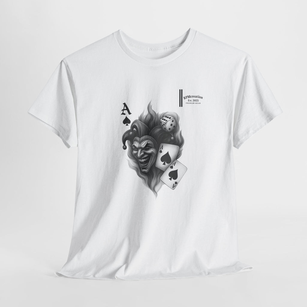 Unisex Heavy Cotton Tee with Joker Design - Perfect for Game Night, Halloween, Casual Wear, Gift for Gamers, Graphic Tee