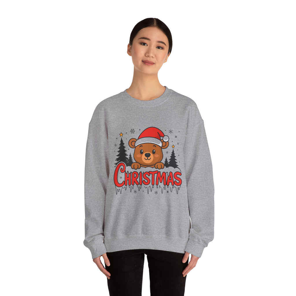 Christmas Bear Crewneck Sweatshirt – Cute Santa Bear Holiday Sweater