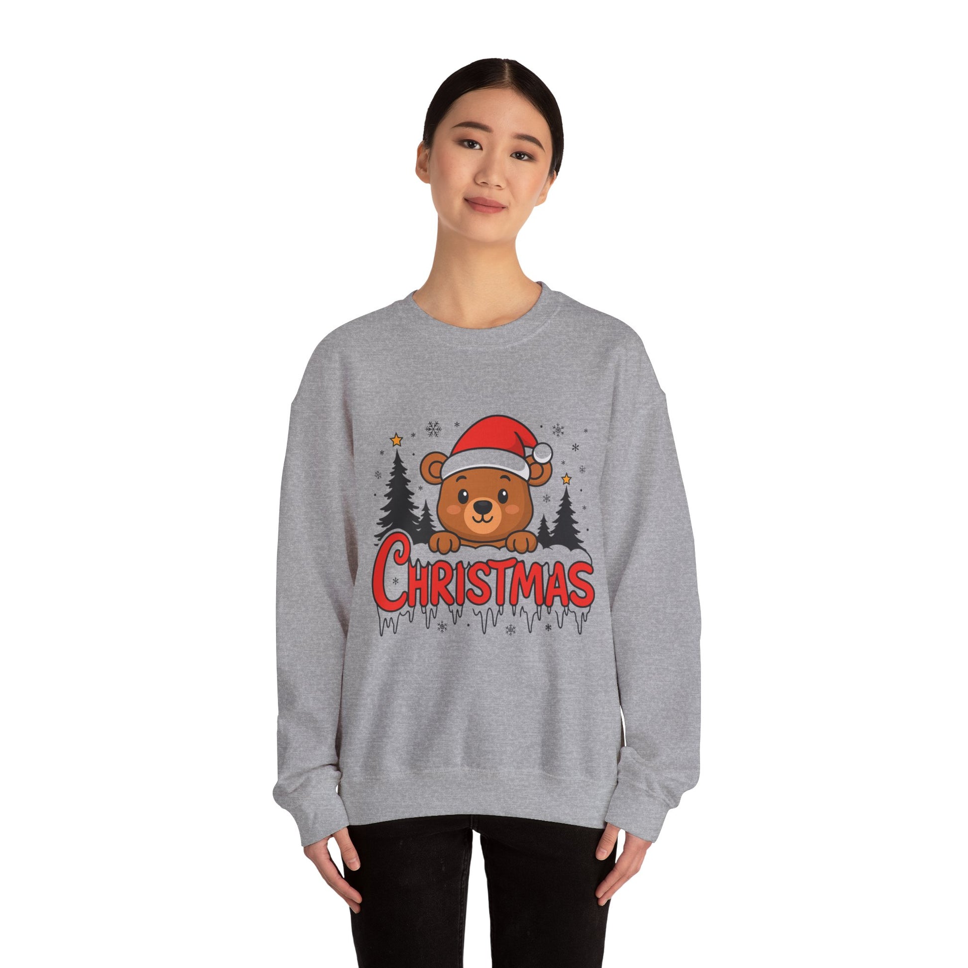 Christmas Bear Crewneck Sweatshirt – Cute Santa Bear Holiday Sweater