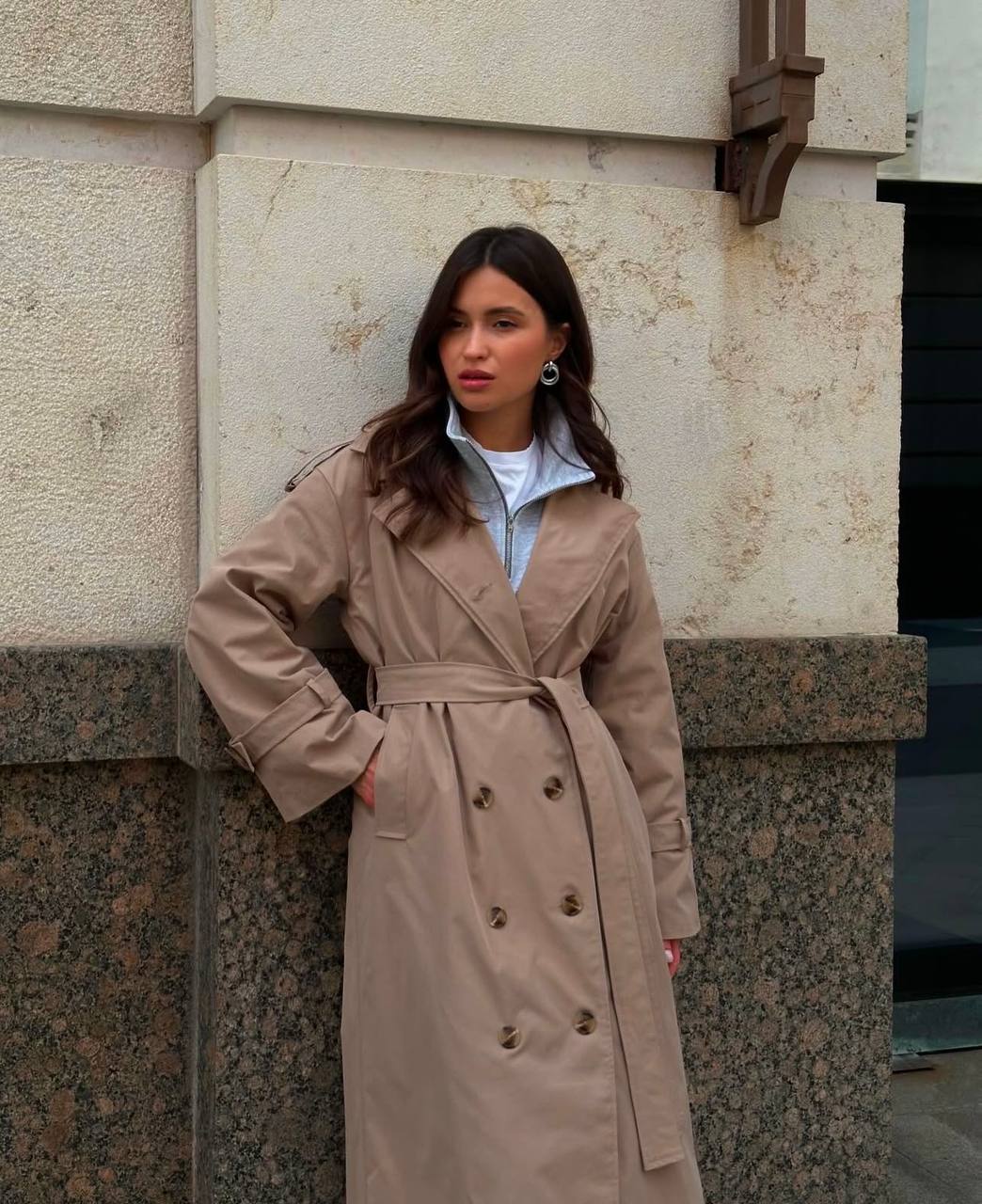 Kimono Trench Coat – Oversized Cotton Long Coat for Women | Beige, Khaki, Black