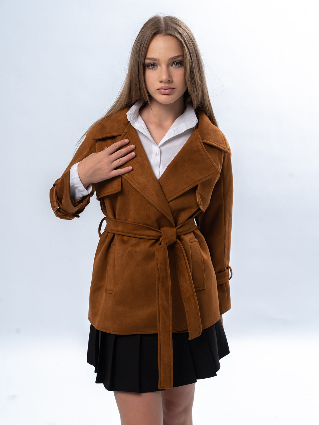 “Teen Girls’ Trench Coat – Stylish Autumn/Winter Wear”