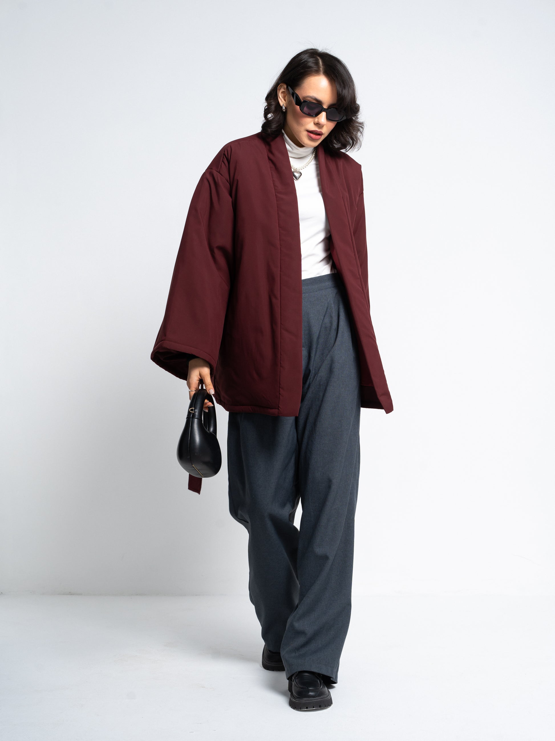 Oversized Kimono Jacket for Women – Burgundy, Coffee, Black & Violet
