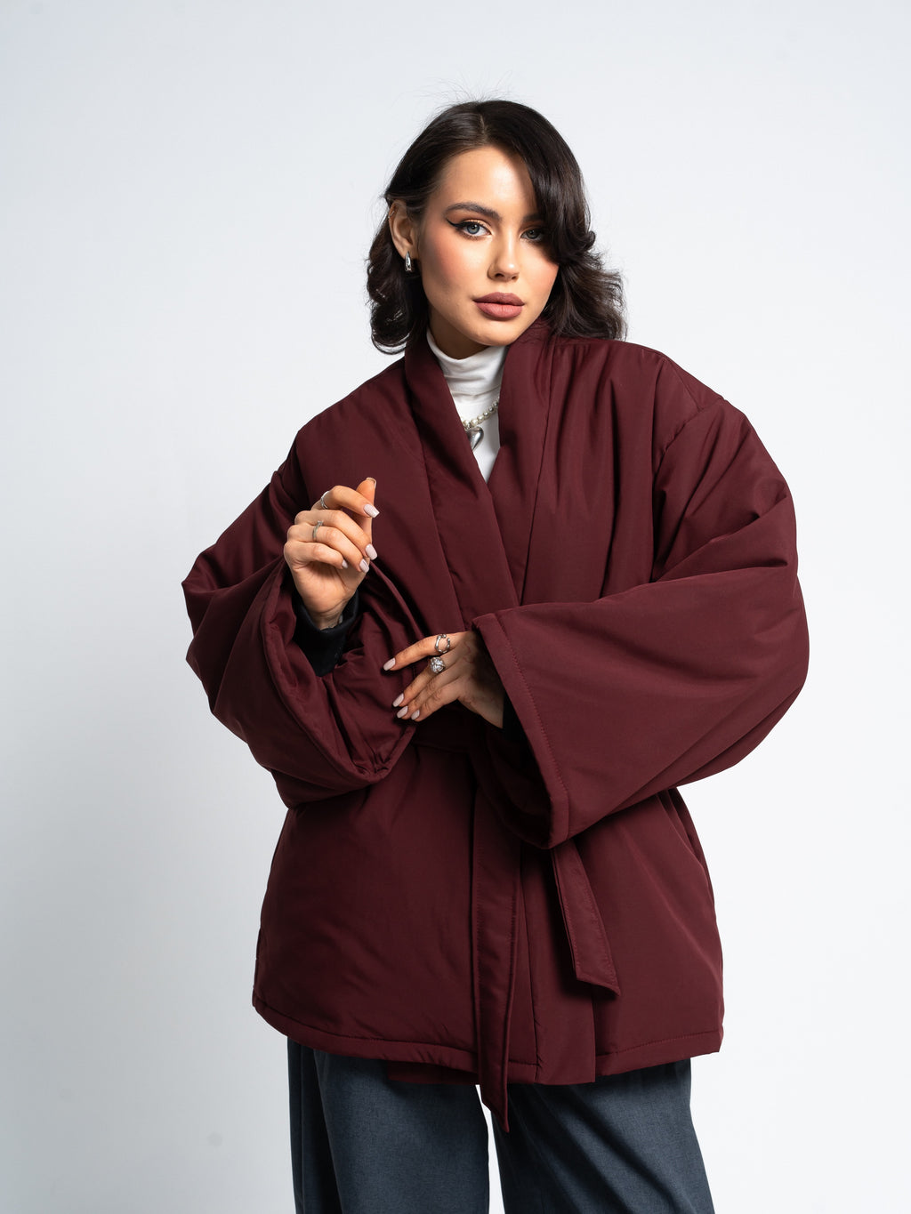 Oversized Kimono Jacket for Women – Burgundy, Coffee, Black & Violet