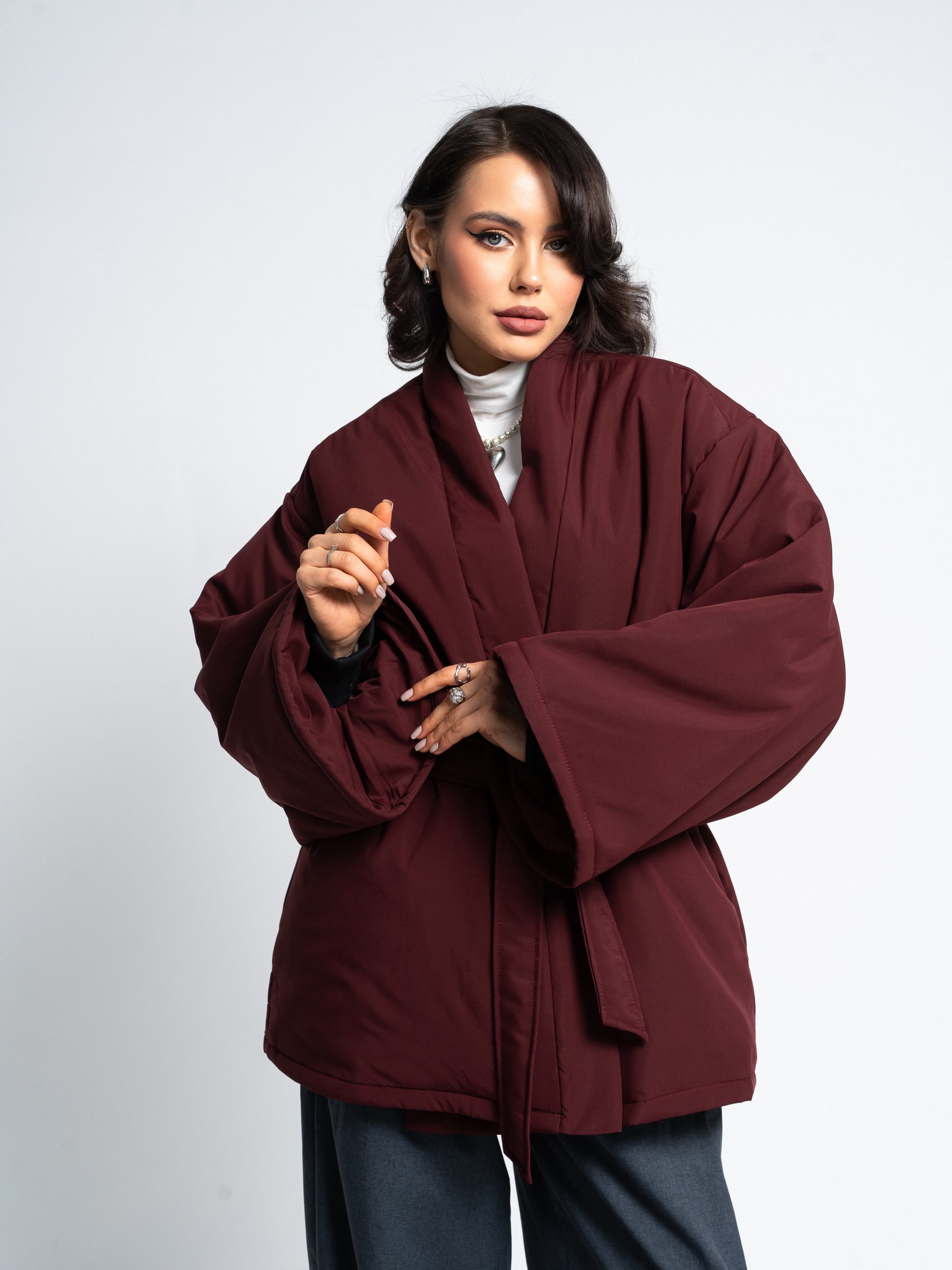 Oversized Kimono Jacket for Women – Burgundy, Coffee, Black & Violet